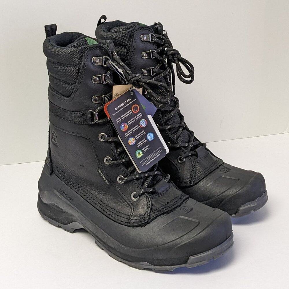 Kamik State Waterproof Winter Boots, Black Leather, Men's 9 M